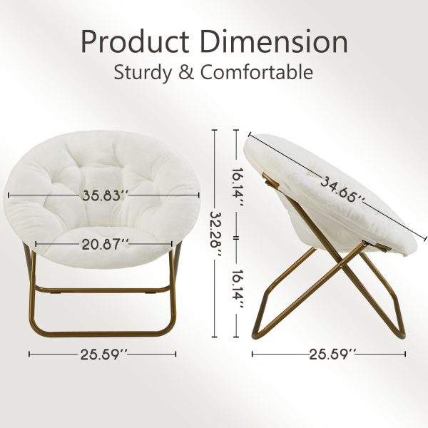 Comfortable Disc Chairs Faux Fur Furniture Bedroom Living Room  Size White - Image 6