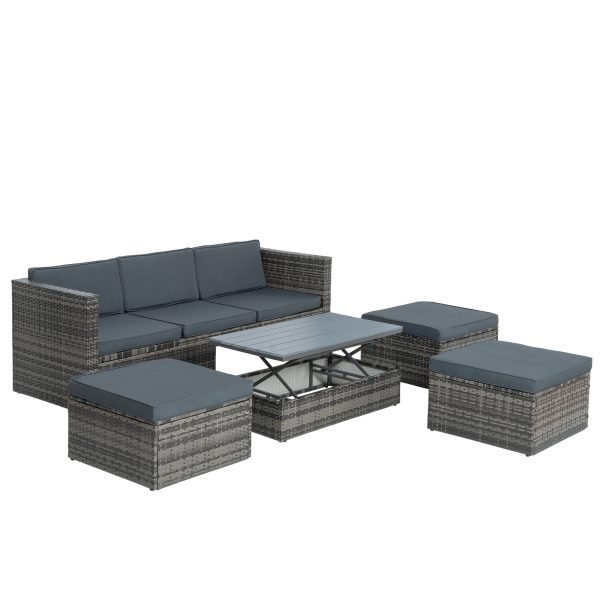 Patio Furniture, Outdoor Furniture, Seasonal PE Wicker Furniture,5 Set Wicker Furniture With Plywood - Image 7