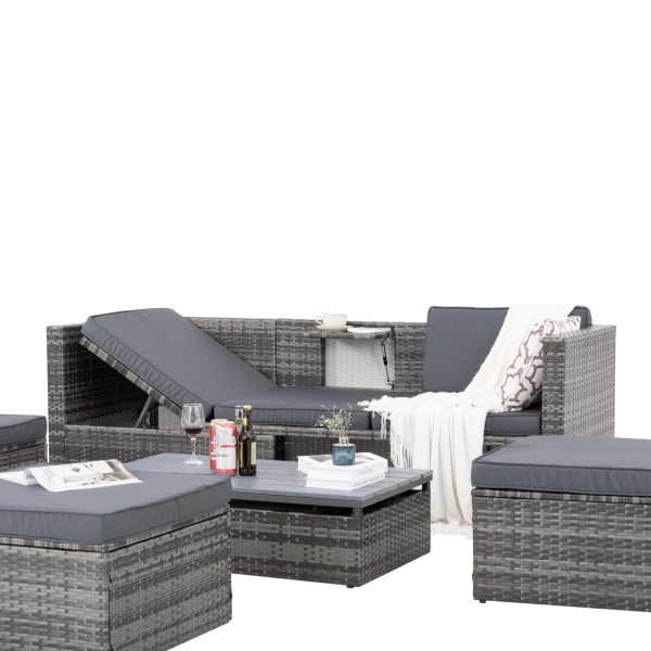 Patio Furniture, Outdoor Furniture, Seasonal PE Wicker Furniture,5 Set Wicker Furniture With Plywood - Image 2