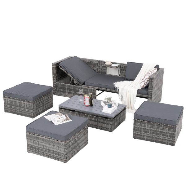 Patio Furniture, Outdoor Furniture, Seasonal PE Wicker Furniture,5 Set Wicker Furniture With Plywood - Image 9