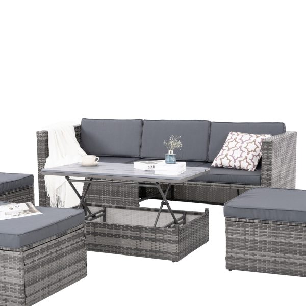 Patio Furniture, Outdoor Furniture, Seasonal PE Wicker Furniture,5 Set Wicker Furniture With Plywood - Image 5