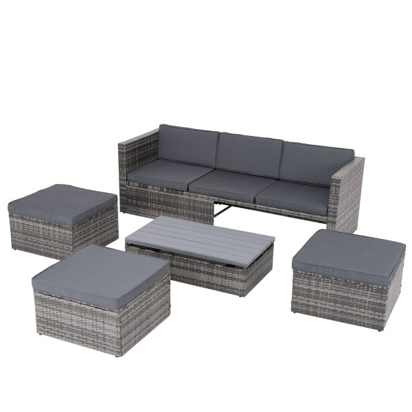 Patio Furniture, Outdoor Furniture, Seasonal PE Wicker Furniture,5 Set Wicker Furniture With Plywood - Image 6