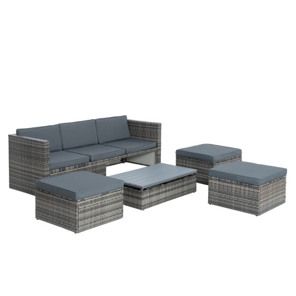 Patio Furniture, Outdoor Furniture, Seasonal PE Wicker Furniture,5 Set Wicker Furniture With Plywood - Image 10