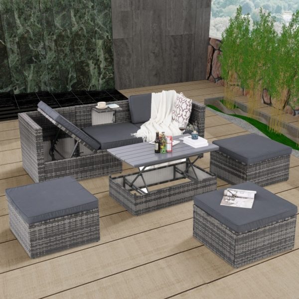 Patio Furniture, Outdoor Furniture, Seasonal PE Wicker Furniture,5 Set Wicker Furniture With Plywood - Image 8