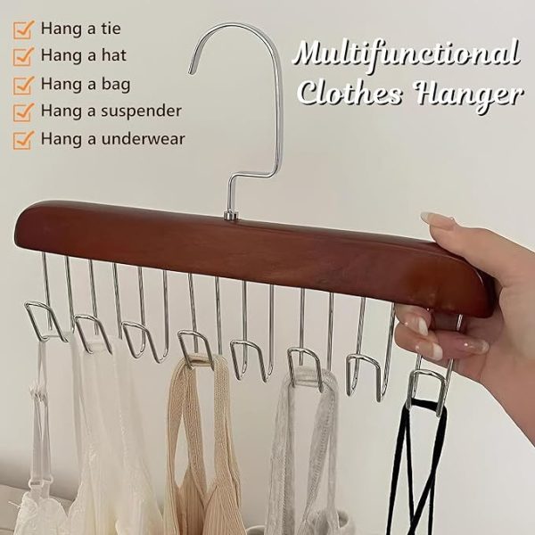 3Pcs Bra Hangers For Closet Organizer, All In One Hanger - 360 Rotating, Tank Top Hanger With 8 Hooks, Bra Organizer, Space Saving Closet Organizer For Tops, Bras, Camisoles, Scarfs Or Belts - Image 3