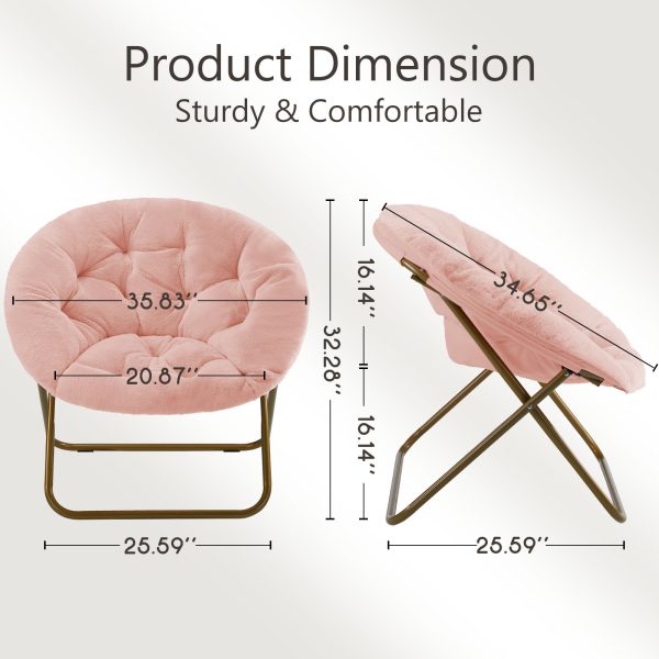 Comfortable Disc Chairs Faux Fur Furniture Bedroom Living Room  Size White - Image 5