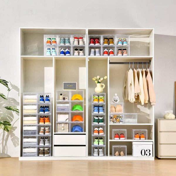 1-5x Shoe Box Storage Case Clear Boxes Foldable Stackable Transparent Organizer - Image 4