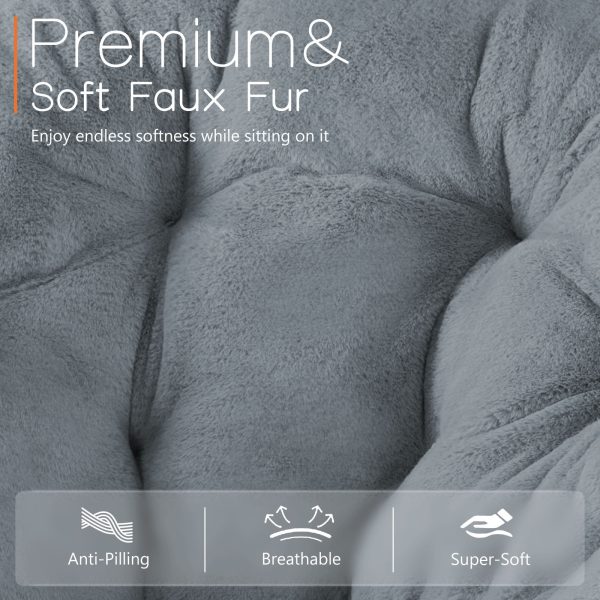 Comfortable Disc Chairs Faux Fur Furniture Bedroom Living Room  Size White - Image 7