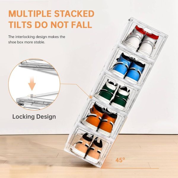 1-5x Shoe Box Storage Case Clear Boxes Foldable Stackable Transparent Organizer - Image 10