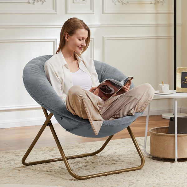 Comfortable Disc Chairs Faux Fur Furniture Bedroom Living Room  Size White - Image 8