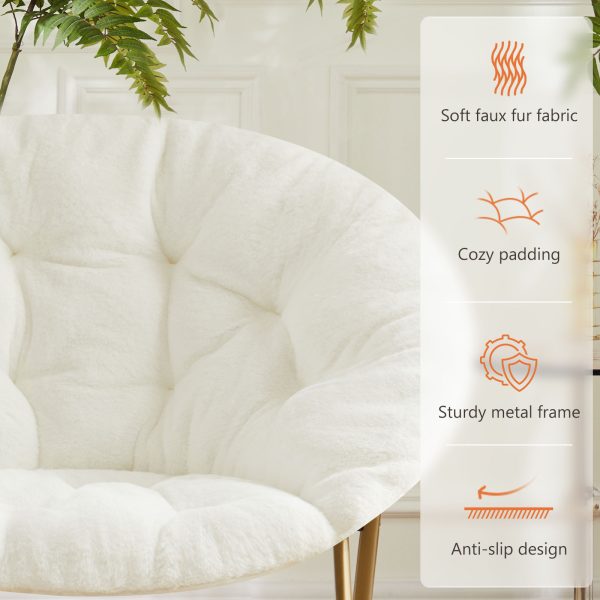 Comfortable Disc Chairs Faux Fur Furniture Bedroom Living Room  Size White - Image 10