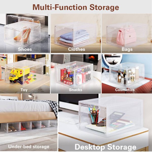 1-5x Shoe Box Storage Case Clear Boxes Foldable Stackable Transparent Organizer - Image 9