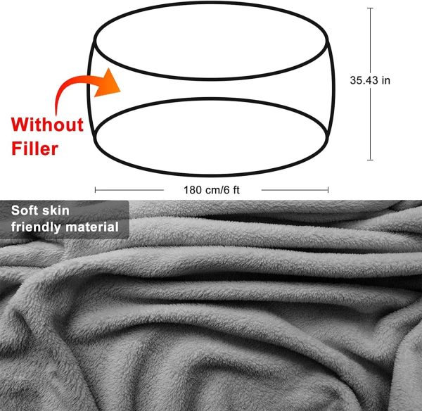 Bag Chair Coverit Was Only A Cover,  Not A Full Bean Bag Chair Cushion,  Big Round Soft Fluffy PV Velvet Sofa Bed Cover, Living Room Furniture,  Lazy Sofa Bed Cover,6ft Black - Image 4