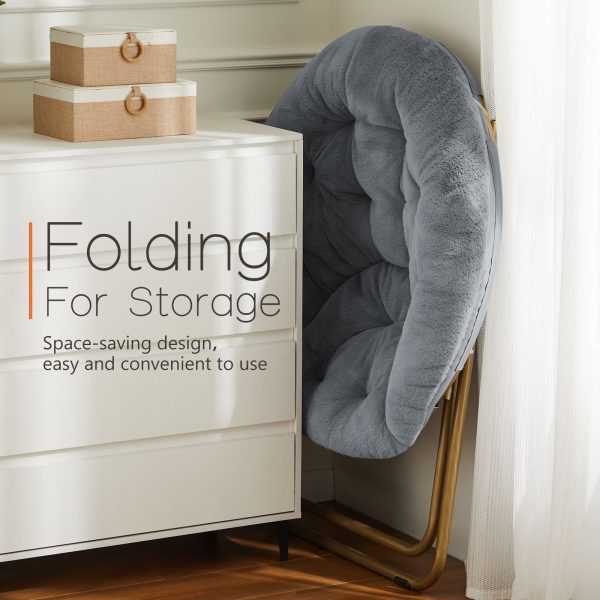 Comfortable Disc Chairs Faux Fur Furniture Bedroom Living Room  Size White - Image 4