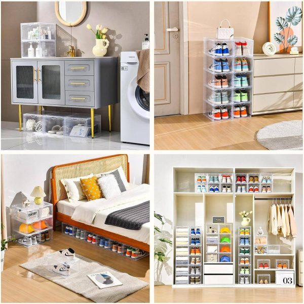 1-5x Shoe Box Storage Case Clear Boxes Foldable Stackable Transparent Organizer - Image 3