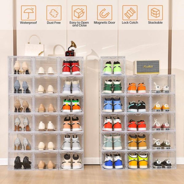 1-5x Shoe Box Storage Case Clear Boxes Foldable Stackable Transparent Organizer - Image 6