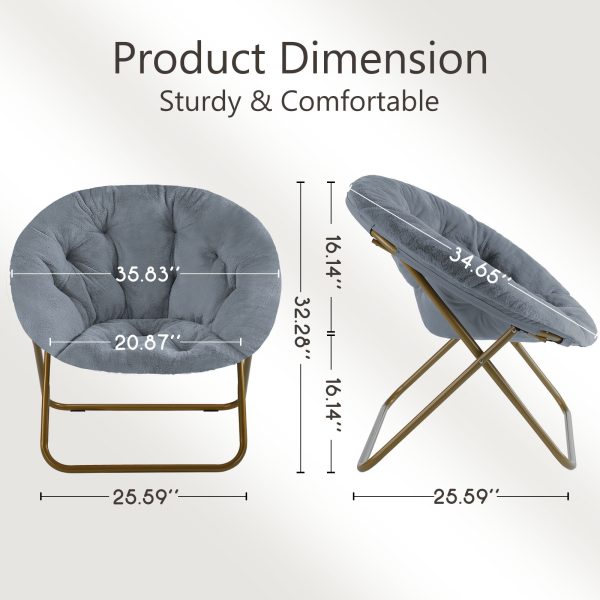 Comfortable Disc Chairs Faux Fur Furniture Bedroom Living Room  Size White - Image 9