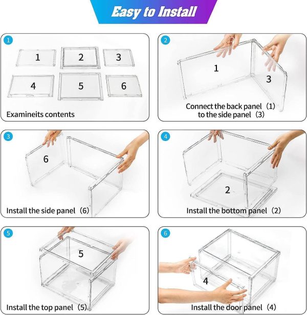 1-5x Shoe Box Storage Case Clear Boxes Foldable Stackable Transparent Organizer - Image 8