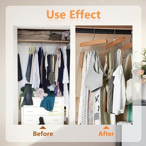3Pcs Bra Hangers For Closet Organizer, All In One Hanger - 360 Rotating, Tank Top Hanger With 8 Hooks, Bra Organizer, Space Saving Closet Organizer For Tops, Bras, Camisoles, Scarfs Or Belts - Image 6