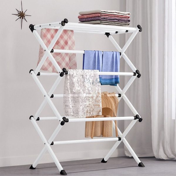 3 Tier Clothes Airer Dryer Metal Laundry Horse Drying Rack Indoor Outdoor Patio - Image 3